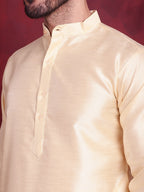 Jompers Men's Woven Design Nehru Jacket With Kurta Pyjama Set - Mustard | Grocsy