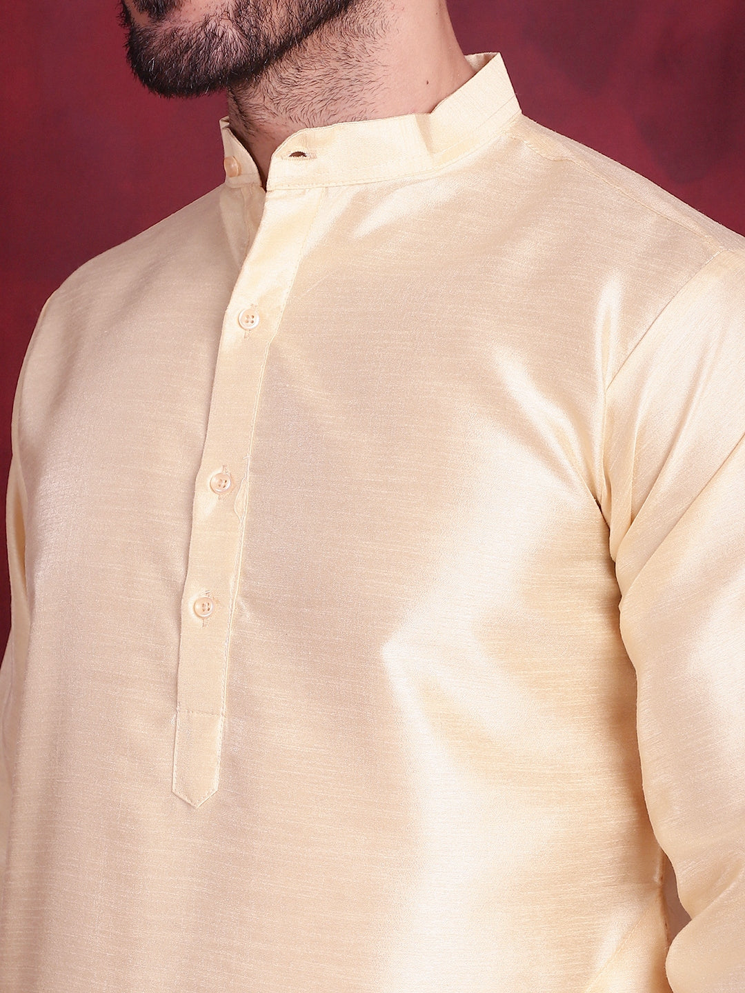 Jompers Men's Woven Design Nehru Jacket With Kurta Pyjama Set - Mustard | Grocsy