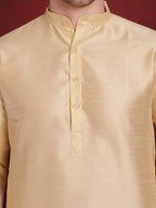 Jompers Men's White Woven Design Nehru Jacket With Kurta Pyjama Set | Grocsy