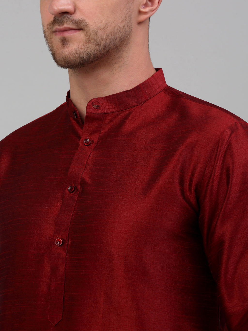 Jompers Men's Woven Design Nehru Jacket and Kurta Pyjama Set - Maroon | Grocsy