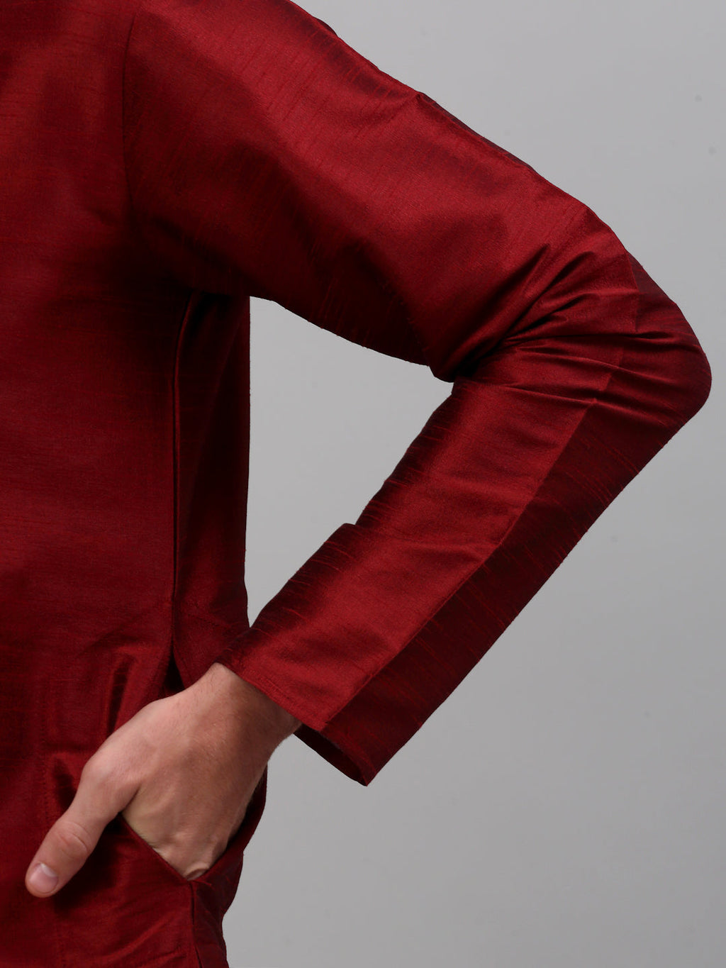Jompers Men's Woven Design Nehru Jacket and Kurta Pyjama Set - Maroon | Grocsy