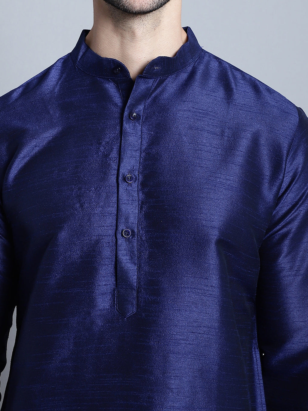 Jompers Men's Printed Nehru Jacket With Kurta Pyjama Set - Blue | Grocsy