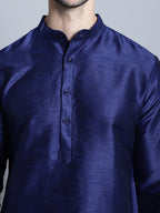 Jompers Men's Printed Nehru Jacket With Kurta Pyjama Set - Blue | Grocsy