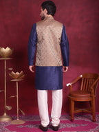 Jompers Men's Woven Design Nehru Jacket With Kurta Pyjama Set - Brown | Grocsy