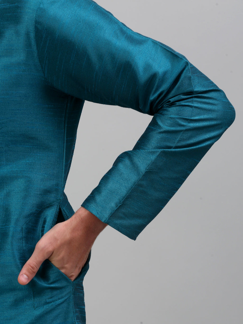 Jompers Men's Woven Design Nehru Jacket and Kurta Pyjama Set - Blue | Grocsy