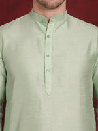 Jompers Men's Green Floral Printed Nehru Jacket With Kurta Pyjama Set | Grocsy