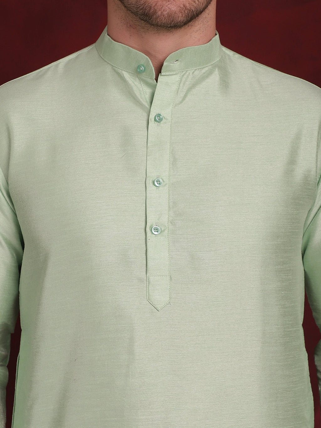 Jompers Men's Green Woven Design Nehru Jacket With Kurta Pyjama Set | Grocsy