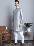 Jompers Men's Woven Design Nehru Jacket With Kurta Pyjama Set - Cream | Grocsy