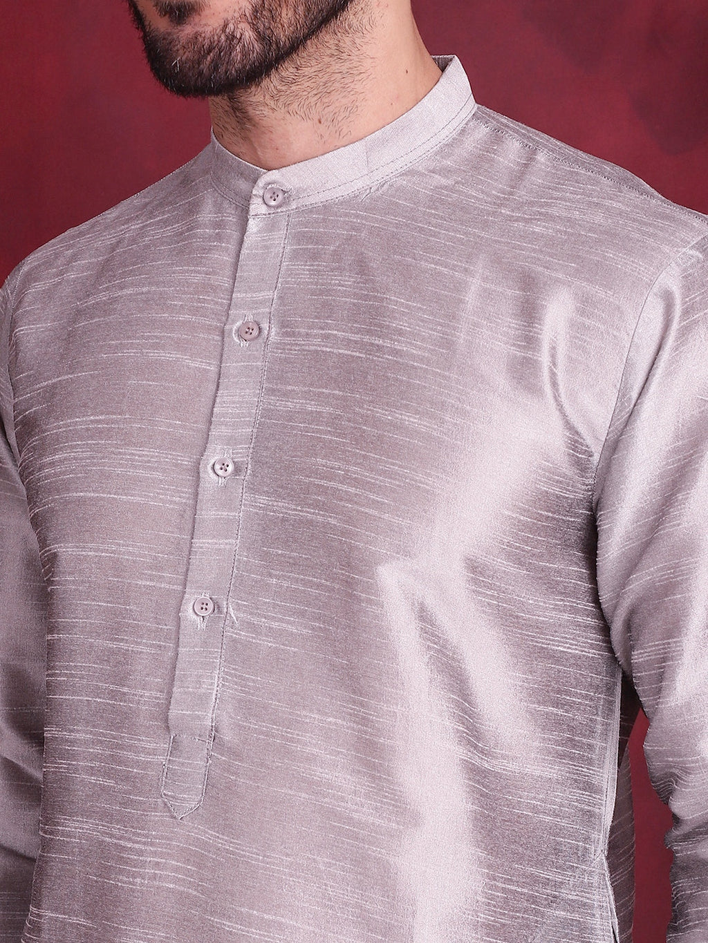 Jompers Men's Woven Design Nehru Jacket With Kurta Pyjama Set - Grey | Grocsy