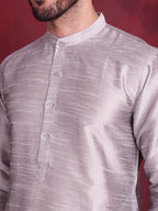 Jompers Men's Woven Design Nehru Jacket With Kurta Pyjama Set - Grey | Grocsy