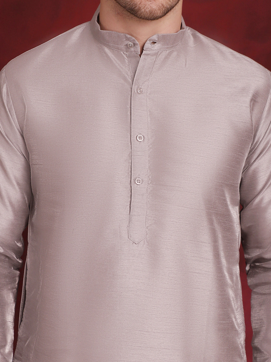 Jompers Men's Silver Floral Printed Nehru Jacket With Kurta Pyjama Set | Grocsy