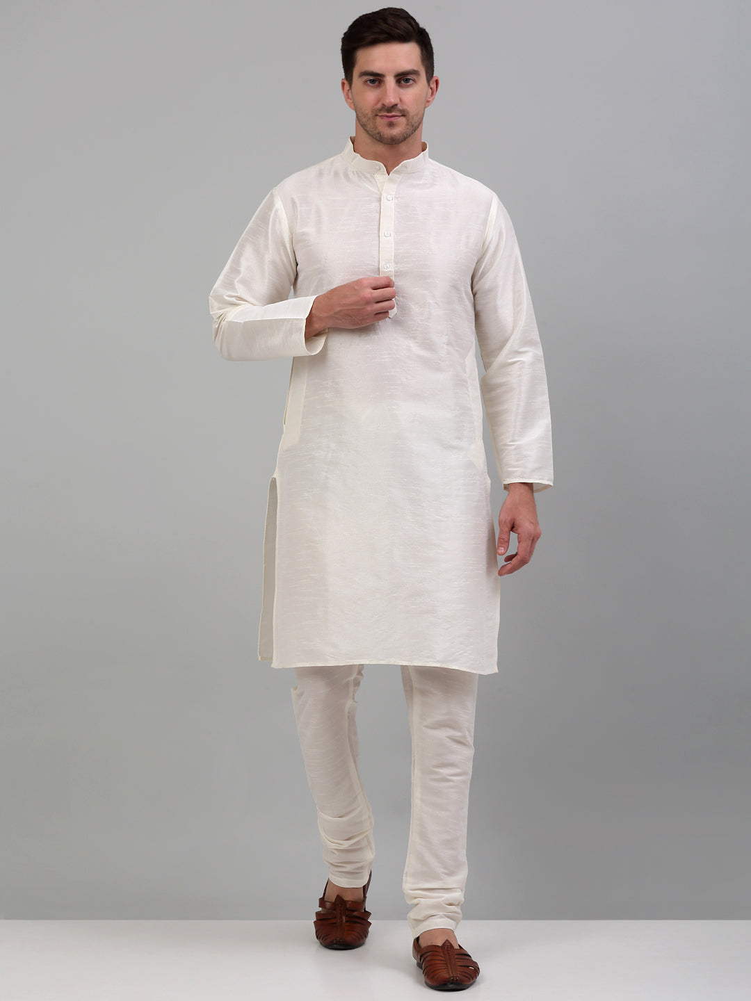 Jompers Men's Embroidered Nehru Jacket With Solid Kurta Pyjama Set - Black | Grocsy
