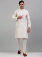 Jompers Men's Embroidered Nehru Jacket With Solid Kurta Pyjama Set - Golden | Grocsy