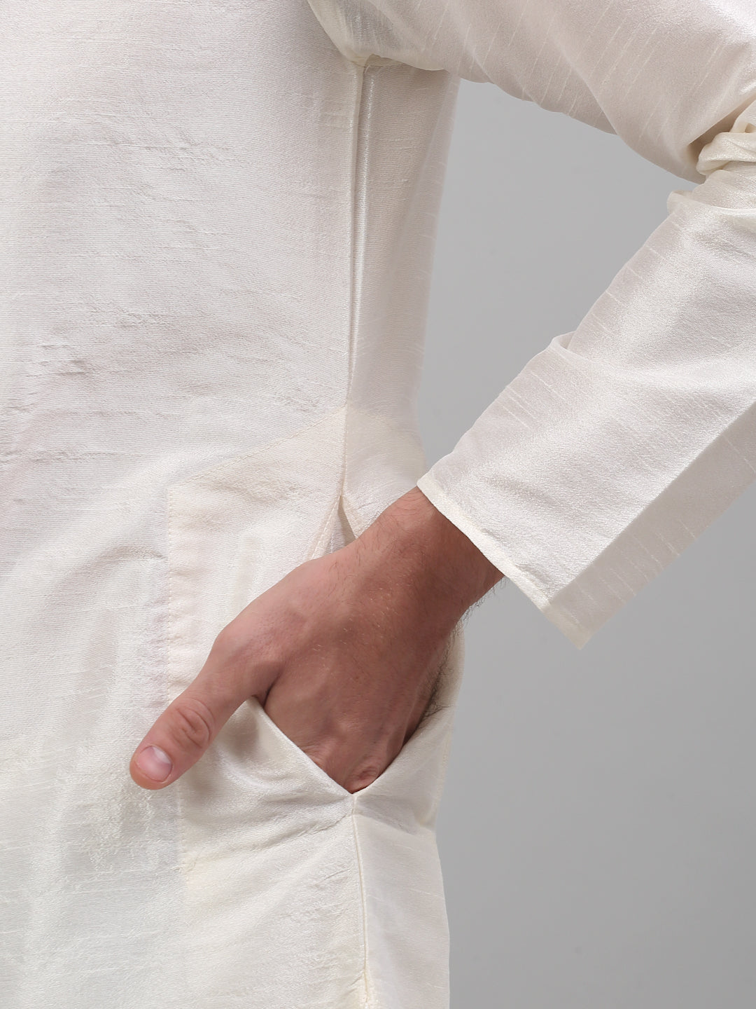 Jompers Men's Embroidered Nehru Jacket With Solid Kurta Pyjama Set - White | Grocsy