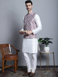 Jompers Men's Woven Design Nehru Jacket With Kurta Pyjama Set - Magenta | Grocsy