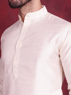 Jompers Men's Woven Design Nehru Jacket With Kurta Pyjama Set - Cream | Grocsy