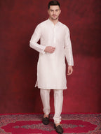 Jompers Men's Silver Floral Printed Nehru Jacket With Kurta Pyjama Set | Grocsy