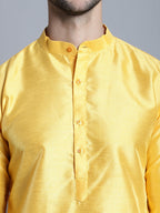 Jompers Men's Woven Design Nehru Jacket With Kurta Pyjama Set - Mustard | Grocsy