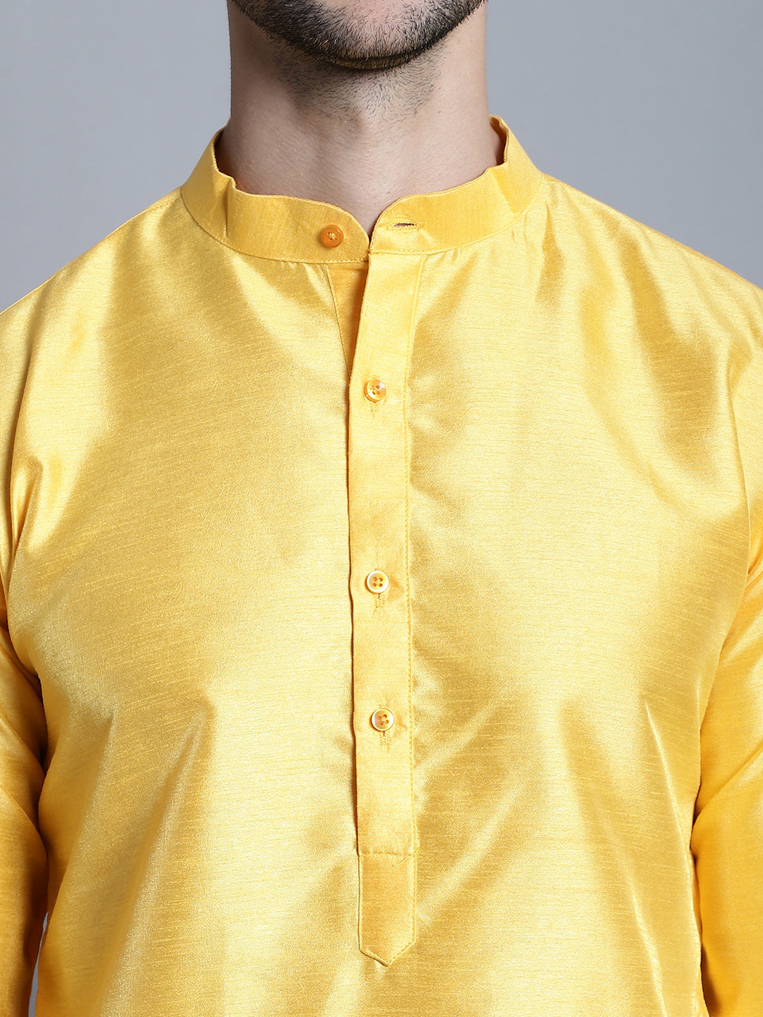 Jompers Men's Woven Design Nehru Jacket With Kurta Pyjama Set - Mustard | Grocsy