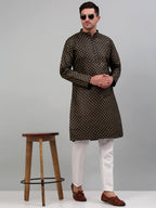 Jompers Men's Printed Nehru Jacket With Kurta Pyjama Set - Cream | Grocsy