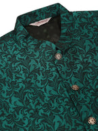 Jompers Men's Solid Kurta Pyjama With Green Woven Design Nehru Jacket | Grocsy