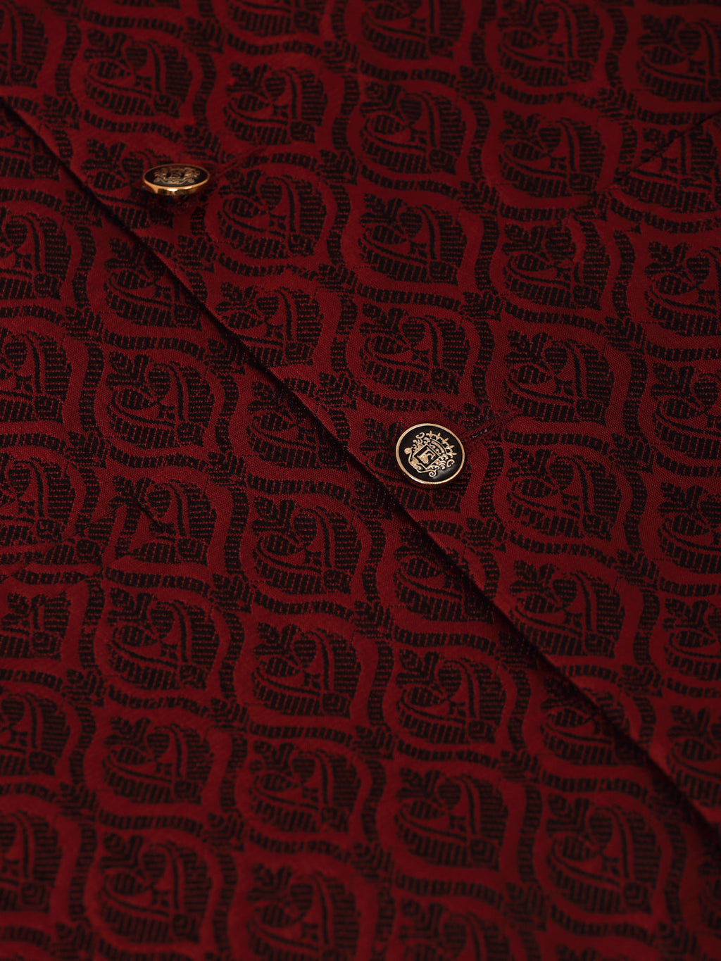 Jompers Men's Woven Design Nehru Jacket and Kurta Pyjama Set - Maroon | Grocsy
