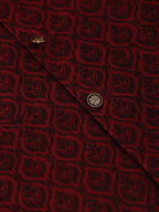 Jompers Men's Woven Design Nehru Jacket and Kurta Pyjama Set - Maroon | Grocsy