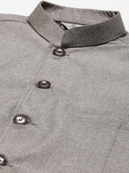 Jompers Men's Kurta Pyjama With Black Solid Nehru Jacket | Grocsy