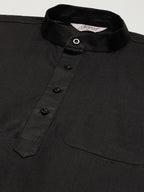 Jompers Men's Kurta Pyjama With Black Solid Nehru Jacket | Grocsy