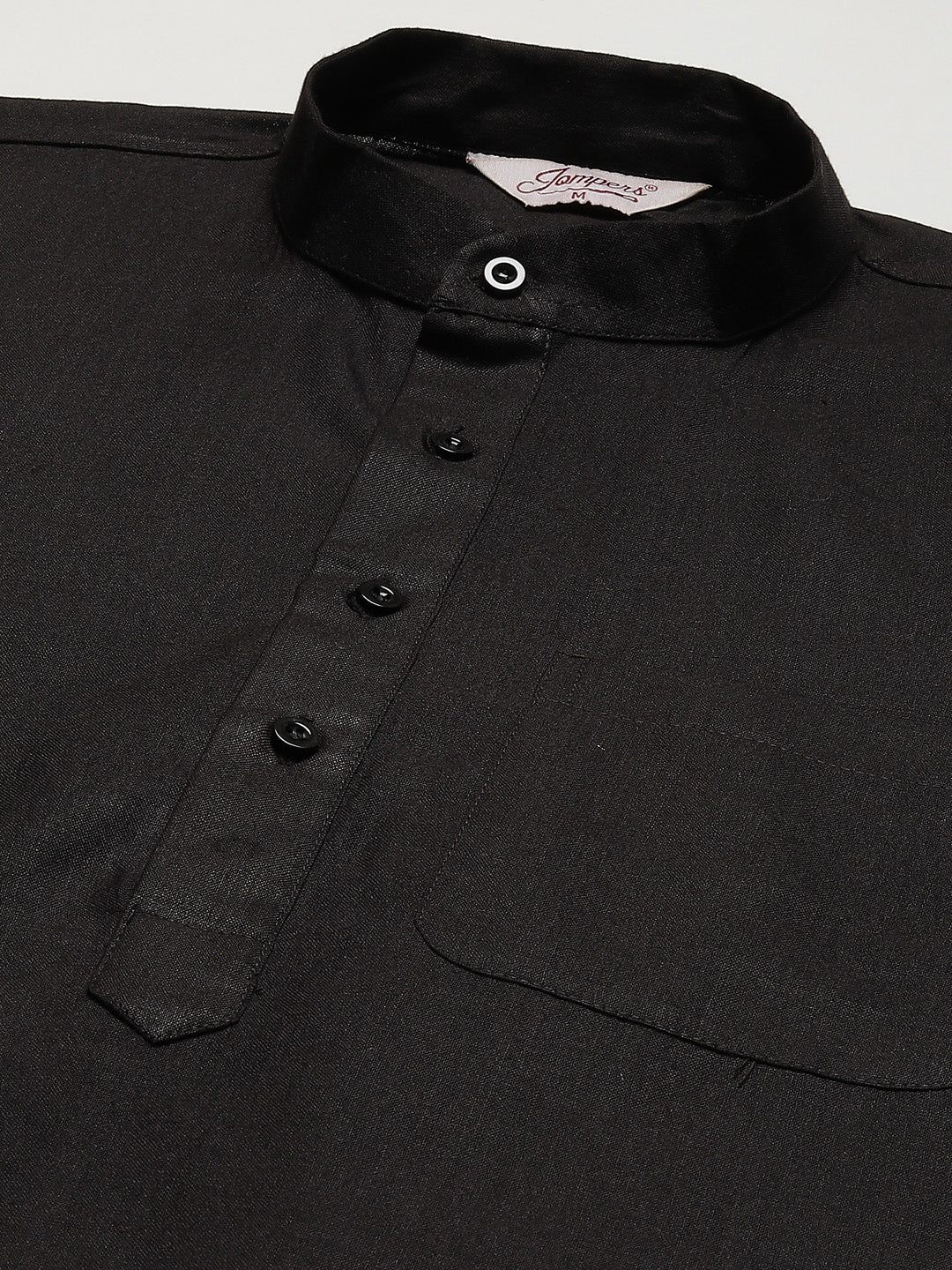 Jompers Men's Kurta Pyjama With Black Solid Nehru Jacket | Grocsy