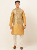 Jompers Men's Solid Kurta Pyjama With Nehru Jacket - DGolden | Grocsy