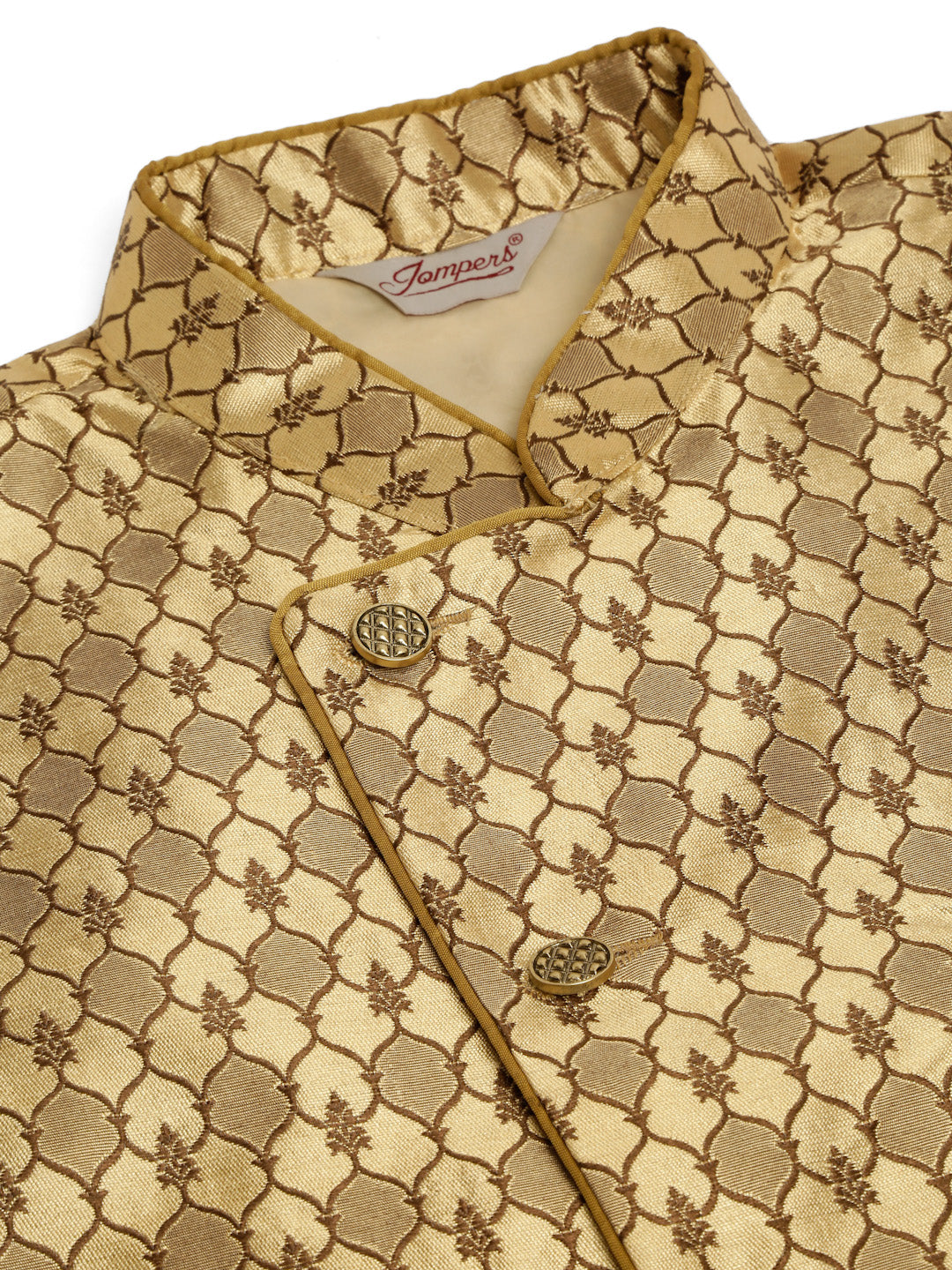 Jompers Men's Solid Kurta Pyjama With Nehru Jacket - DGolden | Grocsy
