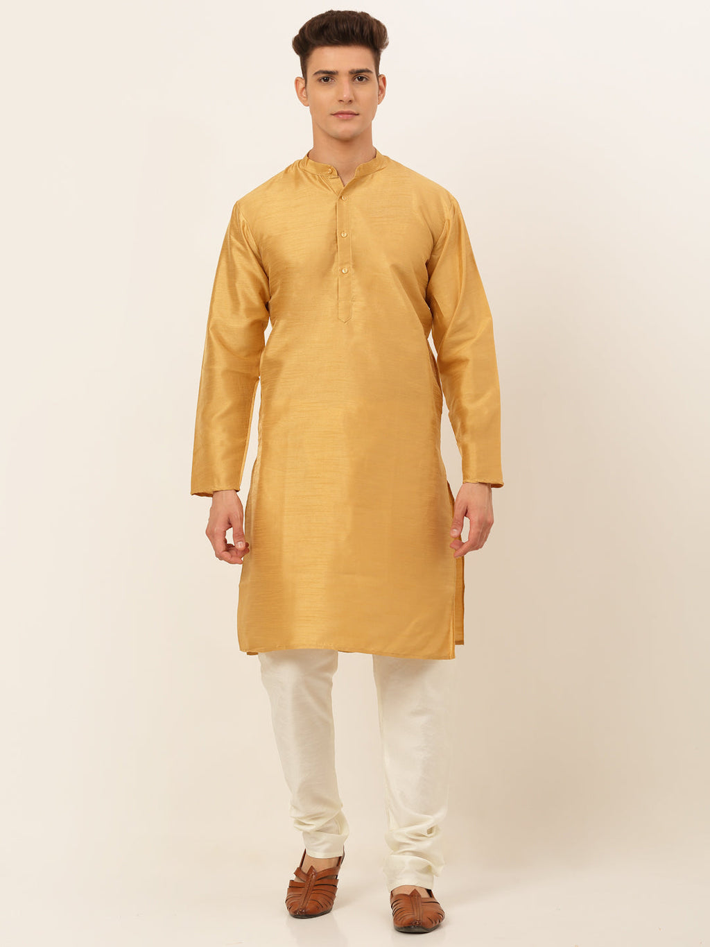 Jompers Men's Solid Kurta Pyjama With Nehru Jacket - DOlive | Grocsy