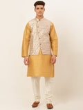 Jompers Men's Solid Kurta Pyjama With Nehru Jacket - DSilver | Grocsy