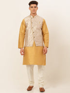 Jompers Men's Solid Kurta Pyjama With Nehru Jacket - DSilver | Grocsy