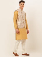 Jompers Men's Solid Kurta Pyjama With Nehru Jacket - DSilver | Grocsy