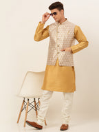 Jompers Men's Solid Kurta Pyjama With Nehru Jacket - DSilver | Grocsy