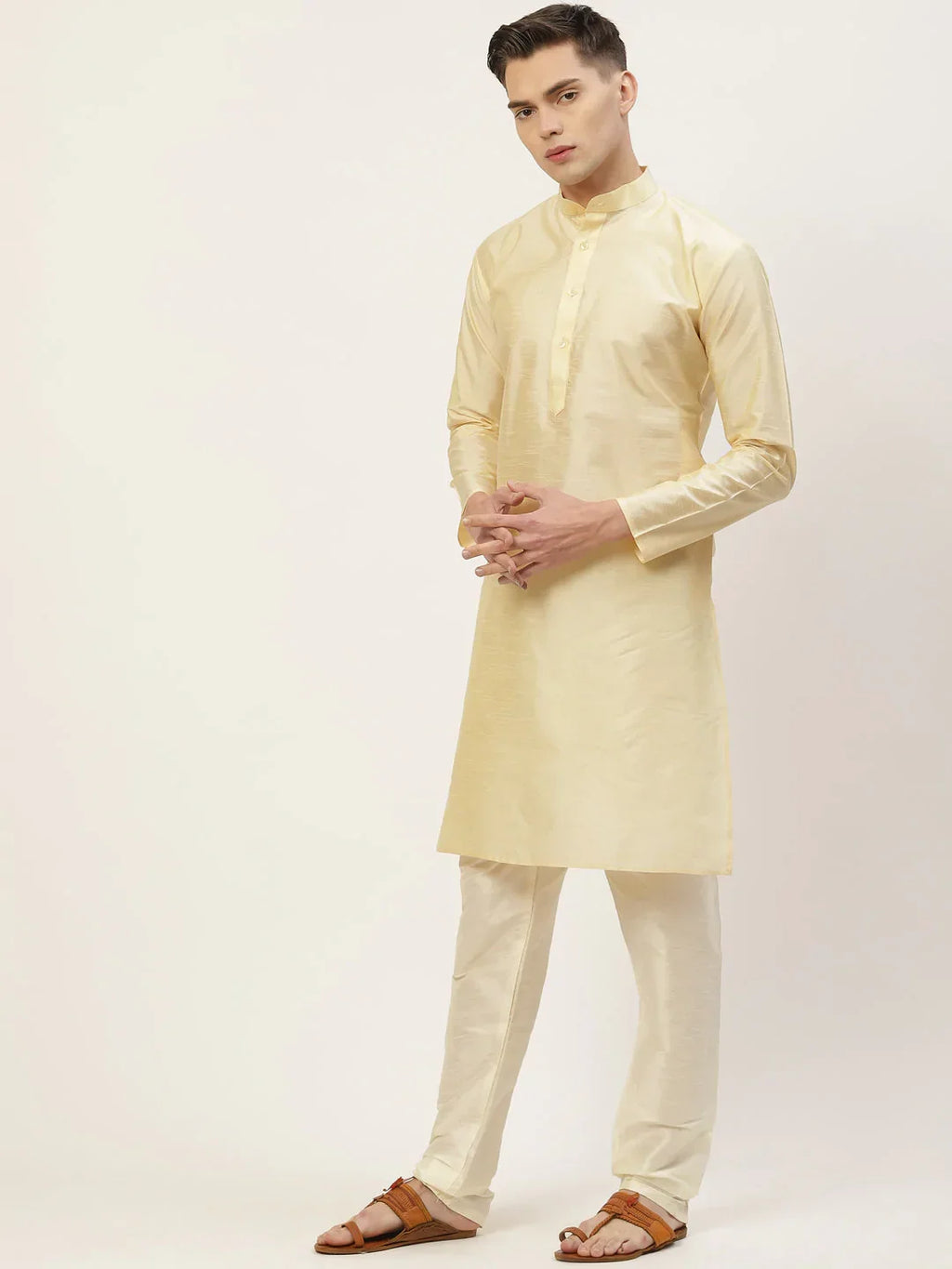 Jompers Men's Solid Kurta Pyjama With Floral Maroon Printed Nehru Jacket | Grocsy