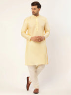 Jompers Men's Solid Kurta Pyjama With Pink Embroidered Nehru Jacket | Grocsy