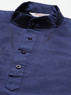 Jompers Men's Ikat Printed Nehru Jacket and Kurta Pyjama Set - Sky Blue | Grocsy