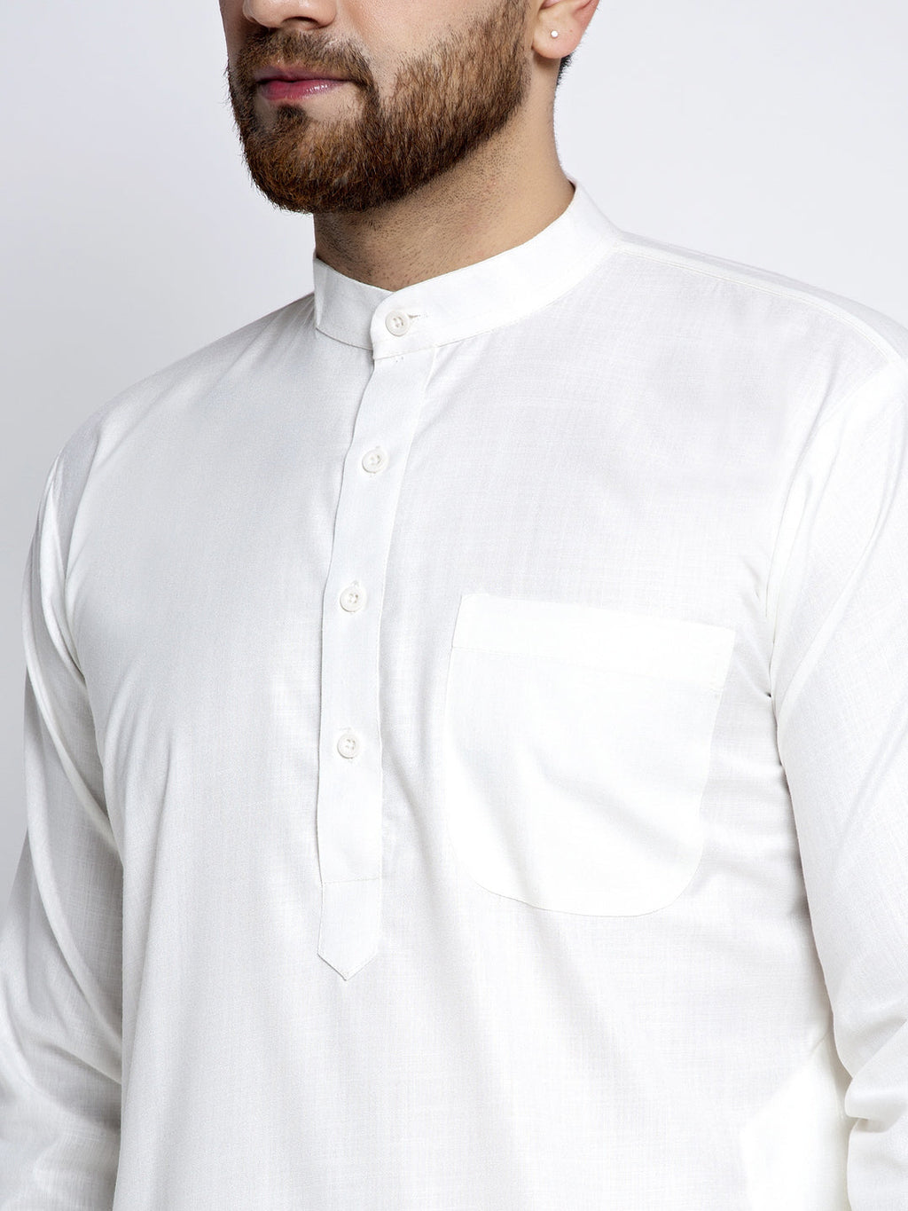 Jompers Men's Solid White Cotton Kurta Payjama with Solid Charcoal Waistcoat | Grocsy