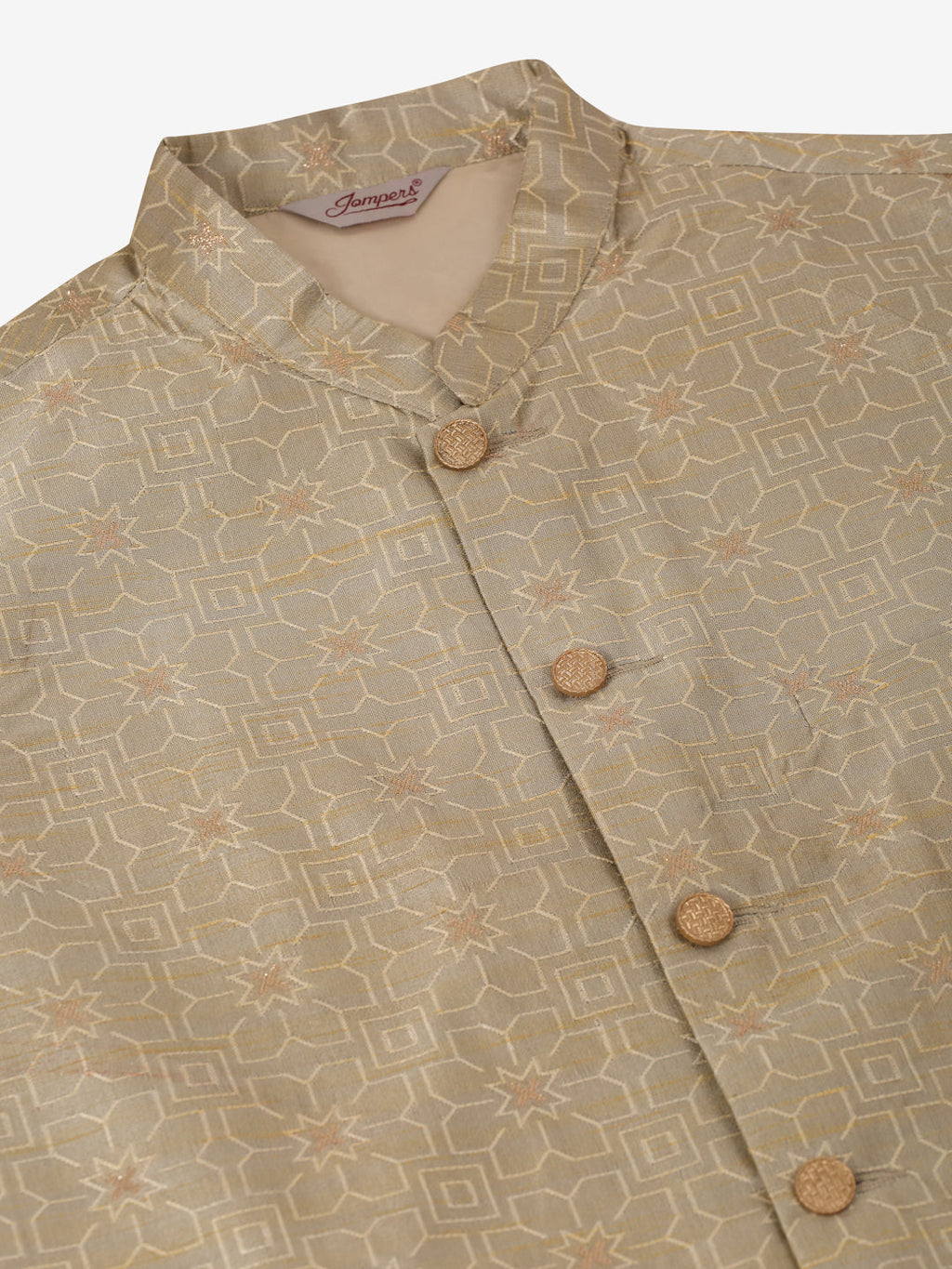 Jompers Men's Woven Design Nehru Jacket and Kurta Pyjama Set - Beige | Grocsy