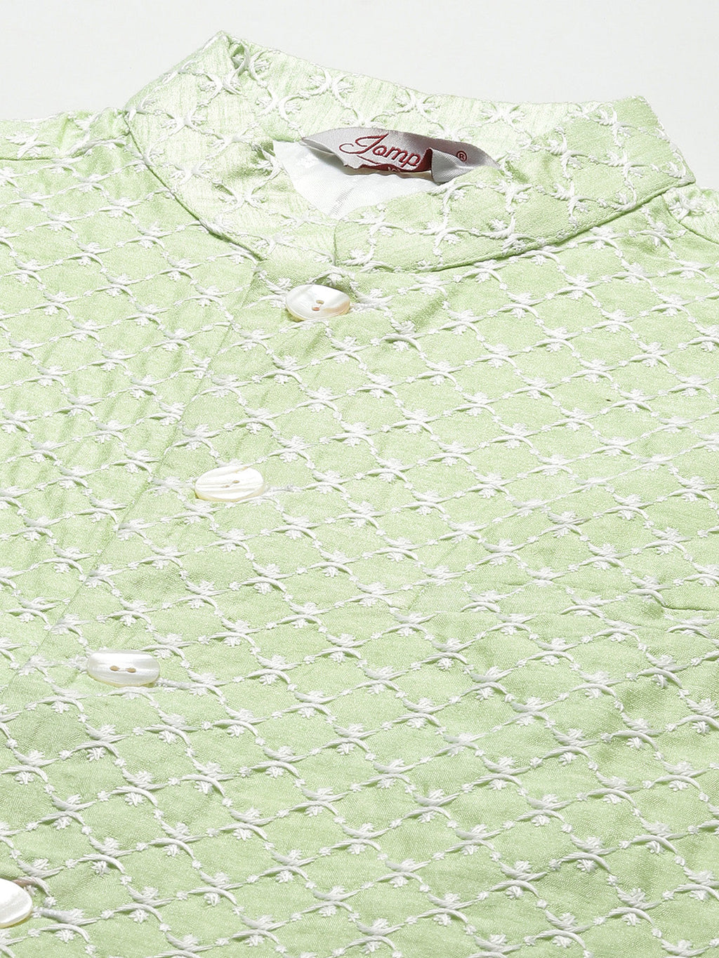 Jompers Men's Embroidered Nehru Jacket & Kurta Pyjama (Green ) | Grocsy
