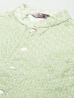Jompers Men's Embroidered Nehru Jacket & Kurta Pyjama (Green ) | Grocsy