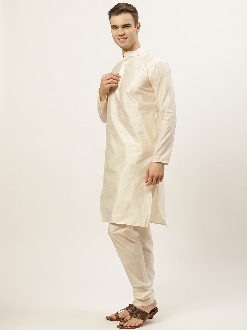 Jompers Men's Embroidered Nehru Jacket & Kurta Pyjama (Green ) | Grocsy