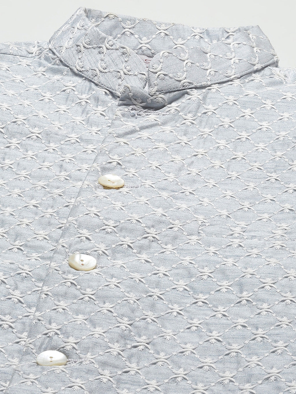 Jompers Men's Embroidered Nehru Jacket & Kurta Pyjama ( Grey ) | Grocsy