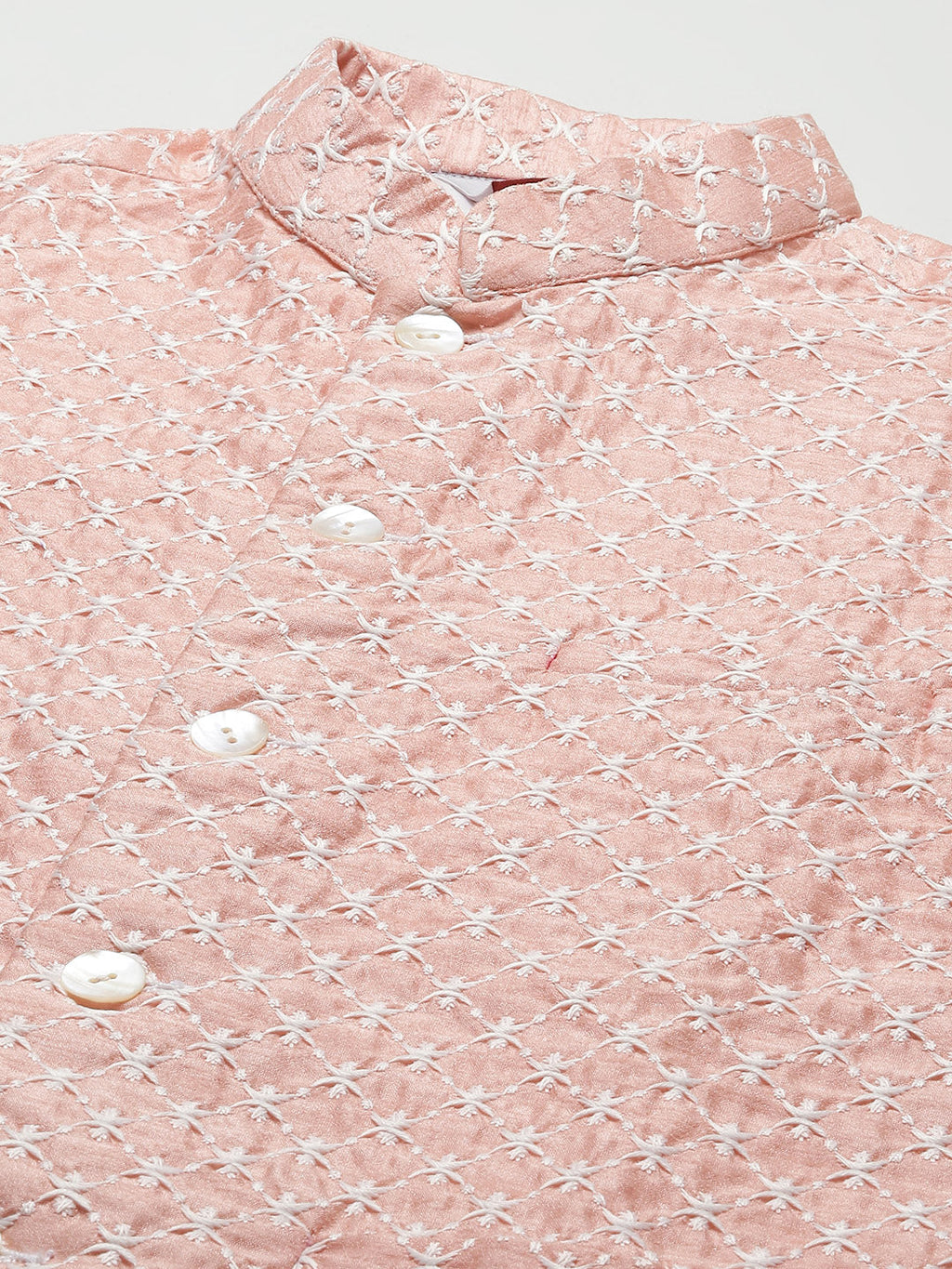 Jompers Men's Embroidered Nehru Jacket & Kurta Pyjama ( Peach ) | Grocsy