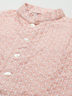 Jompers Men's Embroidered Nehru Jacket & Kurta Pyjama ( Peach ) | Grocsy