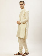 Jompers Men's Embroidered Nehru Jacket & Kurta Pyjama ( Yellow ) | Grocsy