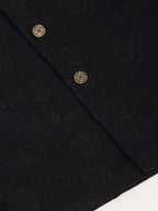Jompers Men's Solid Kurta Pyjama With Floral Embroidered Nehru Jacket - Navy Blue | Grocsy